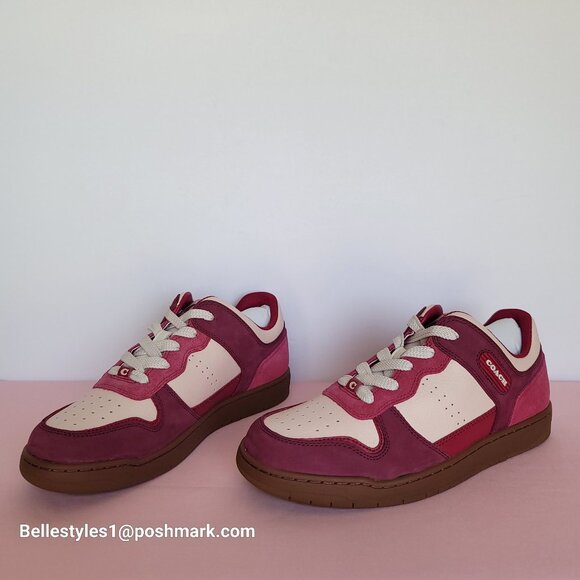 COACH Low Top Leather and Suede Sneakers C201- Pink color-Women’s US Size 9.5B ⭐ - Picture 5 of 16